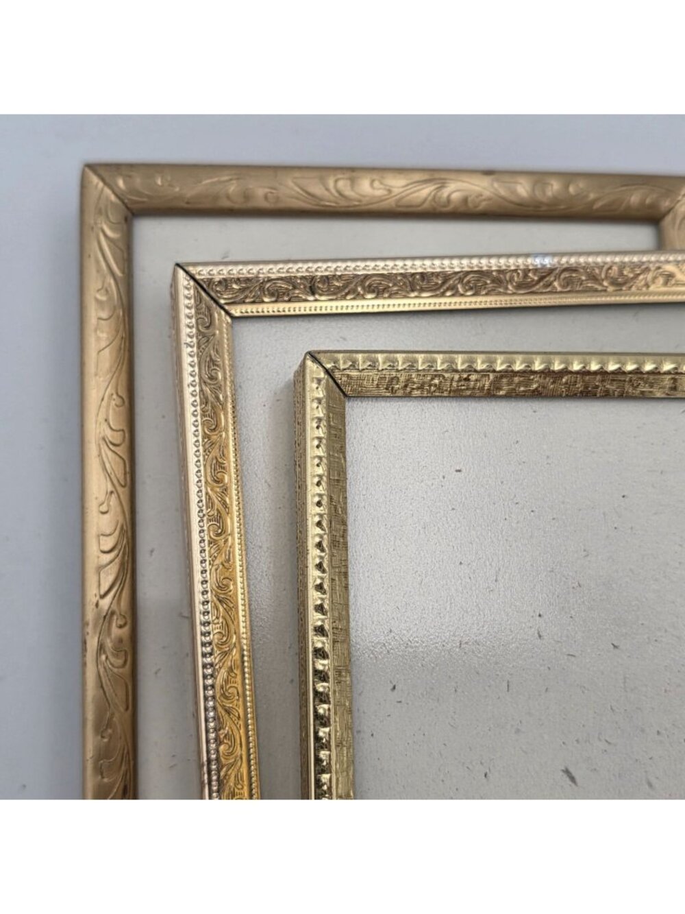 Gold Tone Ornate Vintage Picture Frames Metal Embossed Detailing 3x4.5" PF71